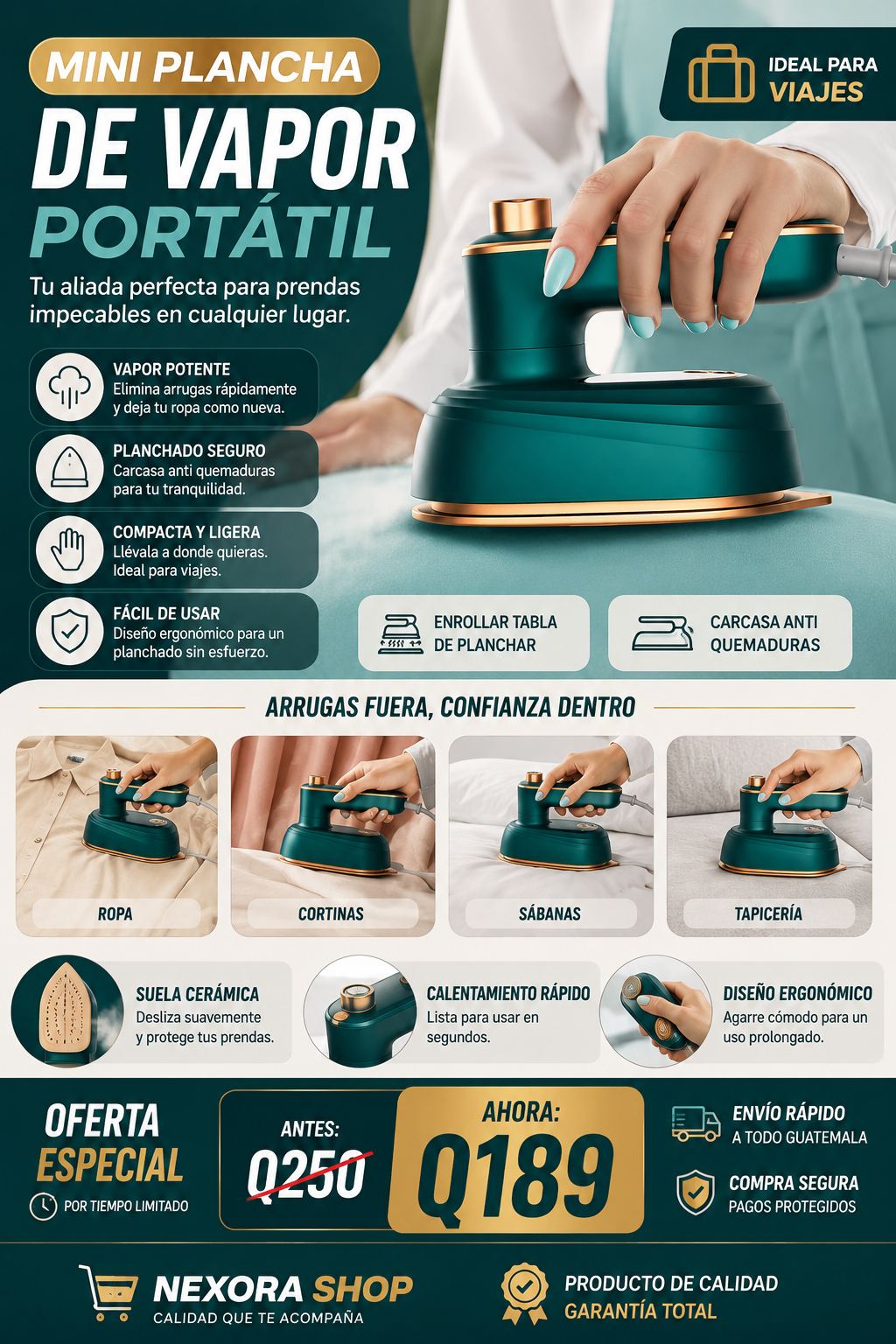 Mini Plancha de Vapor Portatil