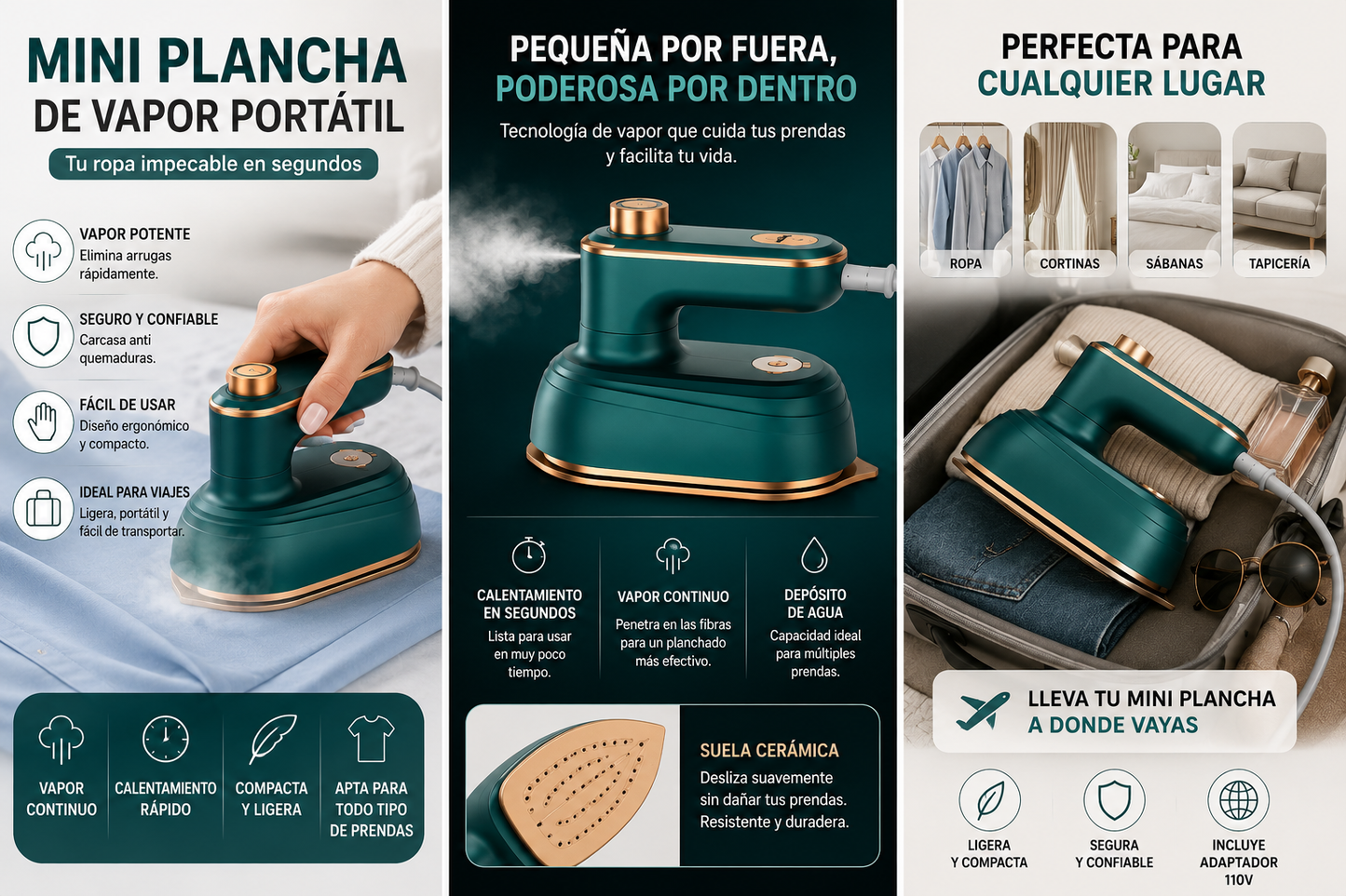 Mini Plancha de Vapor Portatil
